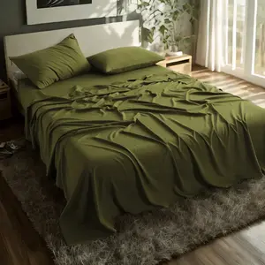 Bamboo Sheet Set, Cooling Temperature-Regulating Breathable Bedding, 55% Bamboo Fiber & 45% Eco-Friendly Soft Blend, Deep Pocket, Comfortable Touch, Cost-Effective Gift