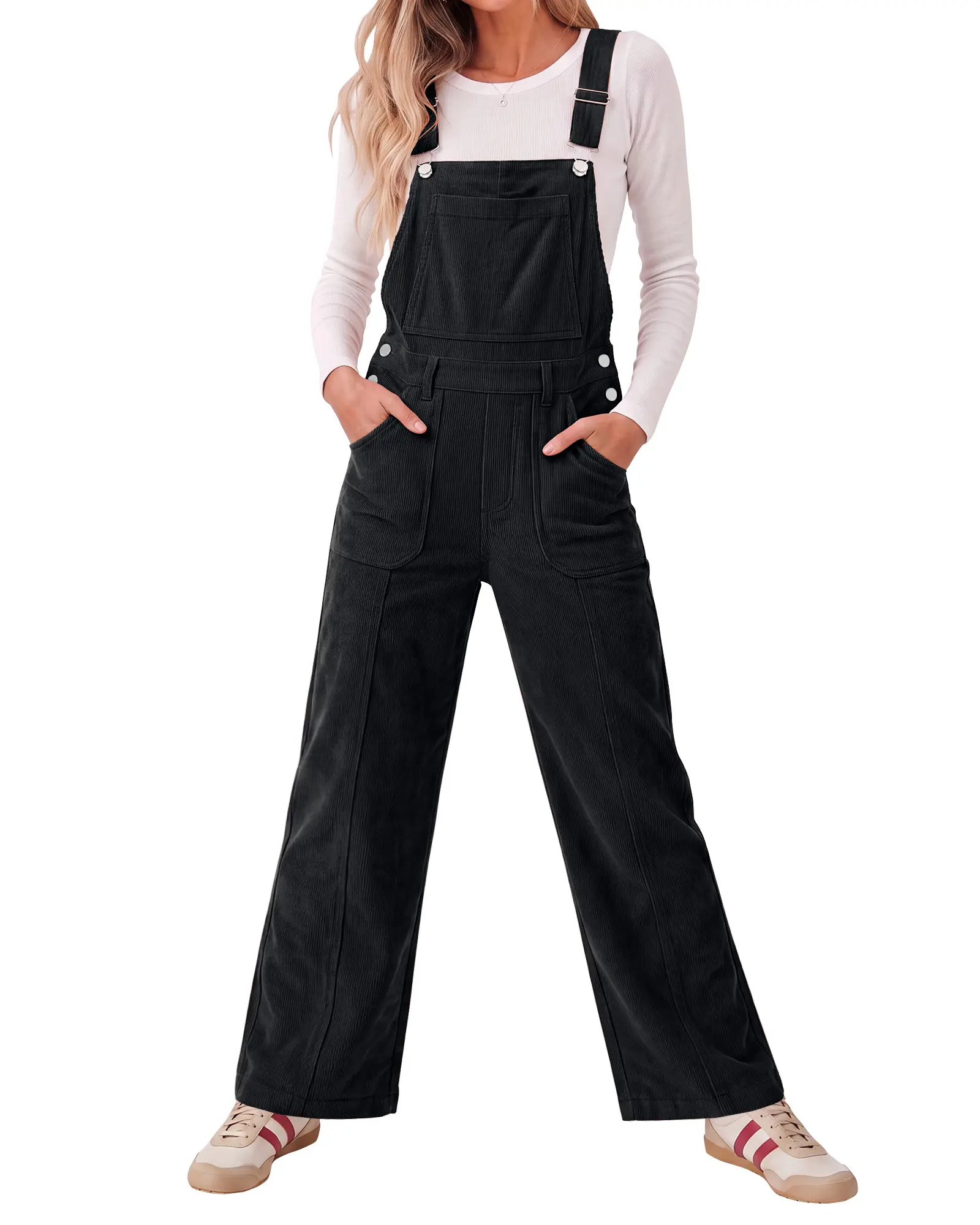 luvamia Corduroy Overalls for Women Baggy Wide Leg Bib Overall Jumpsuit | Stretch Corduroy, Adjustable Buckled Straps, 28 Inseam, 90s Baggy Loose Fit, Bib Overalls Women, Casual Fall Winter Outfits