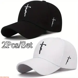 [2pcs/set Baseball Cap] Men's Accessories Hats for Women, Baseball Style Sport-Themed Cap, Exquisite Cross Embroidery, Breathable Acrylic Duckbill Design, Outdoor Sports Durable Summertime Breathable Lightweight Headwear fathersdaygift
