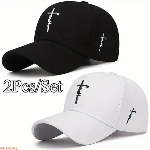 Men's Unisex 2-Piece Acrylic Baseball Cap Set - Lightweight Synthetic Duckbill Hats, Exquisite Embroidered Cross Hatch Accessory, Breathable, Durable, Machine Washable, Great for Runs, Errands, Outings, Summer Outdoor Headwear for Anyone
