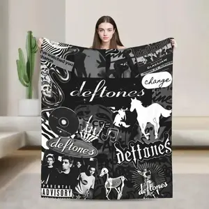 Comfort Deftones Heavy Metal Band Blanket Merch Sofa Decorative Skull Throws And Blankets Super Coral Fleece Plush for Bedroom