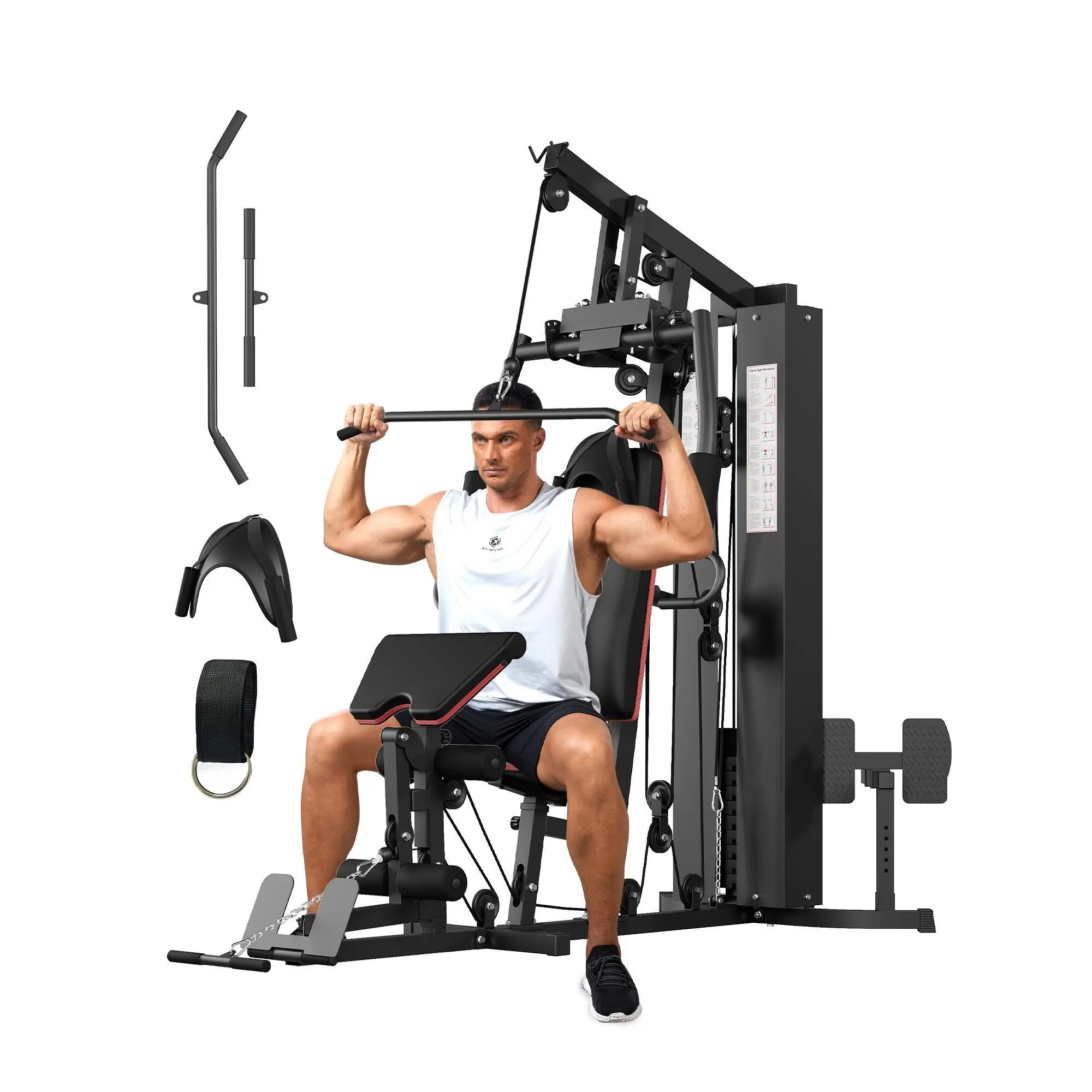 Home Gym Equipment, Multifunctional Home Gym Machine with 150 LB Weight Stack and Pulley System for Back, Chest, Arms, Legs, Full Body Workout Machine for Strength Training