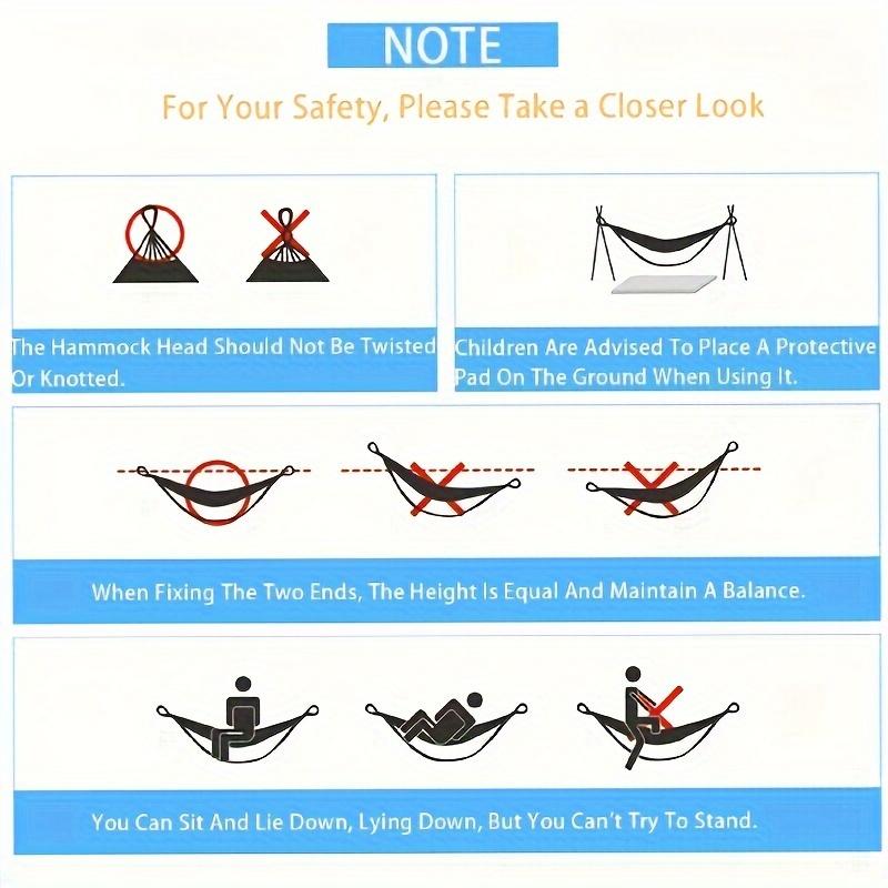 Portable Cotton Hammock, Travel Accessories with Storage Bag and Tree Straps for Camping, Backyard Use
