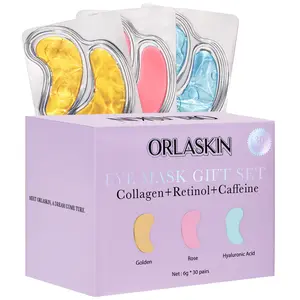 Orlaskin Triple Color Eye Mask Peptide Tea Collagen, Soothing Nourishing Eyelid Care Patch, Unisex 30 Pairs, Various Skin Types