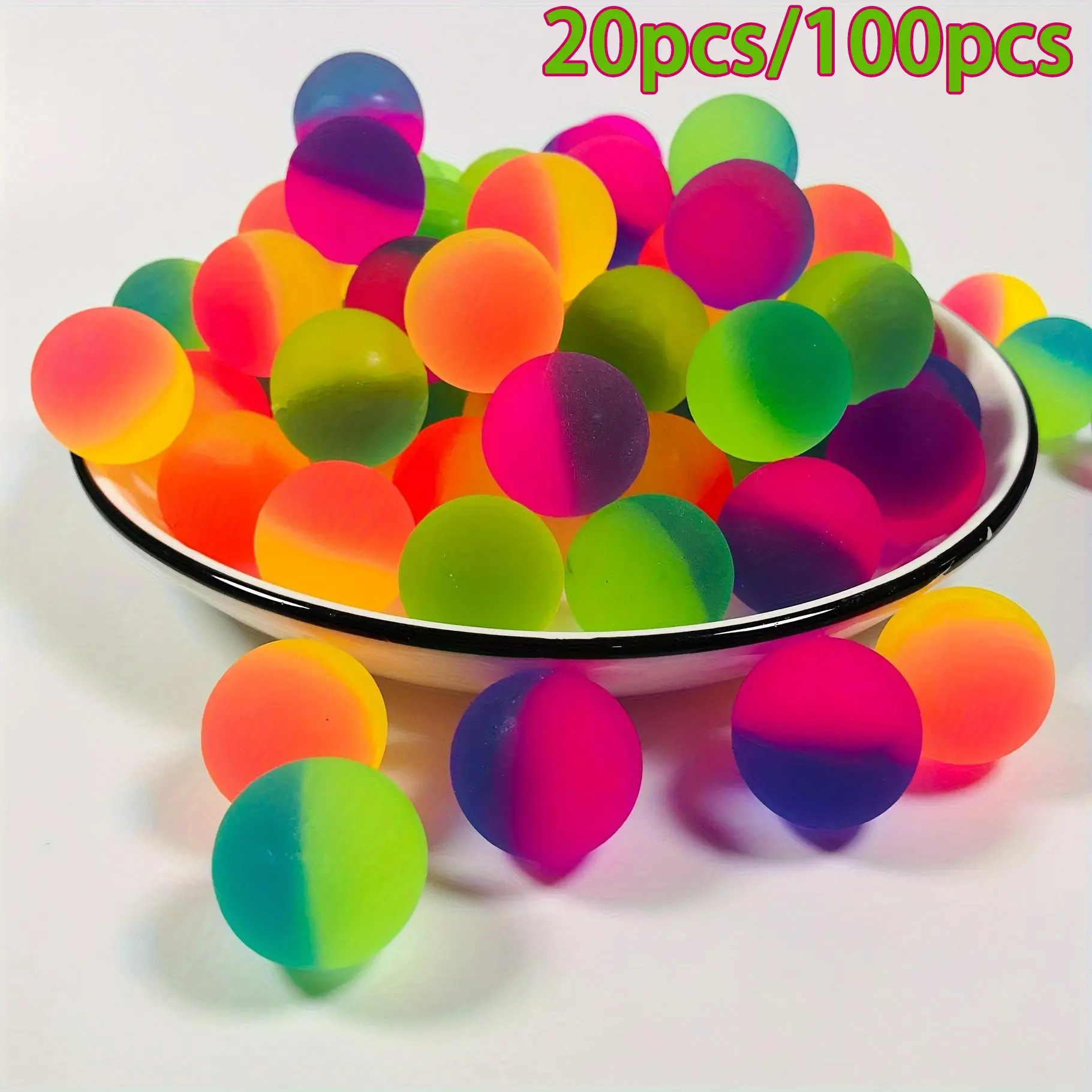 20pcs Colorful Rainbow Bouncy Balls Bouncing Balls Ball Pit Balls Play Pit Balls- Perfect For Birthday Party Favors And Carnival Prizes Halloween Christmas Gifts Bounce