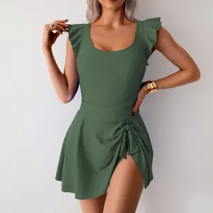 Women's 2026 Plus Size Modest Skirted 1-Piece Swimsuit, Athletic Swimwear with Tummy Control Slimming, for Summer Beach Vacation