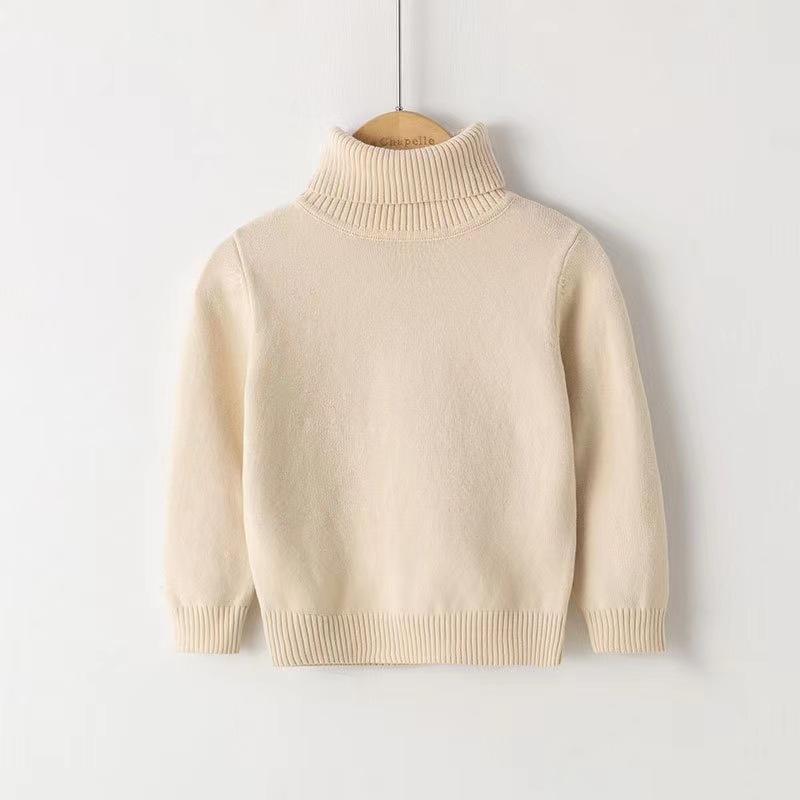 NewAutumn Winter Turtleneck Sweater Cotton Inner Layer Pullover Boys and Girls Solid Color Base Knitwear
