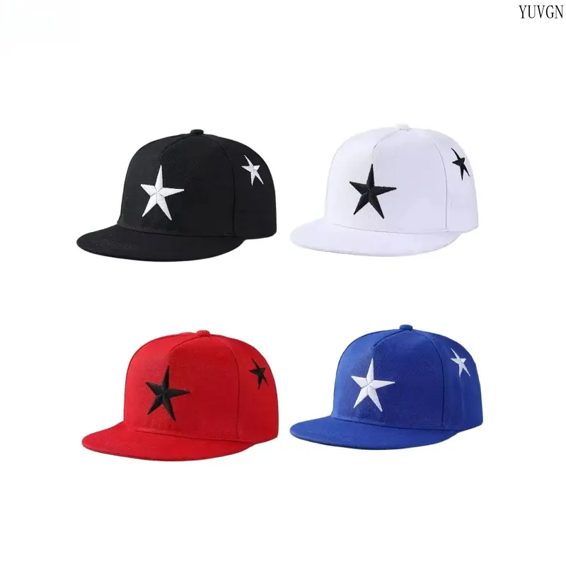 Five Pointed Star Embroidery Flat Brim Baseball Cap, Unisex Hip Hop Trucker Hat, Versatile Daily Headwear Accessory, Breathable All Season Sun Shade Hat for Skateboarding Cycling Outdoor Sports Street Casual Daily Fan Matching Outfits tiktokshopbacktoscho