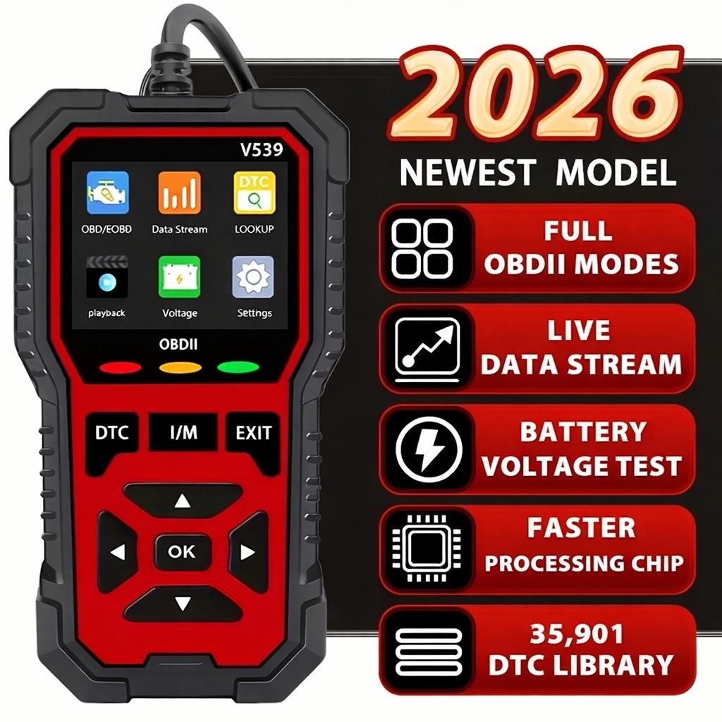 OBD2 Scanner V539 Car Code Reader Diagnose Check Engine Light Smog Check DTCs Scan Tool Live Data Stream Voltage Test for Vehicles Since 1996  battery  tester car