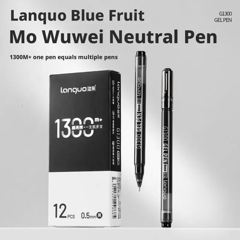 Languo G1300 Large Capacity Gel Pens 12 Pack, Note Taking Pens, College Student Pen, 0.5mm Nib, 1300m Writing Distance, Quick Dry Ink, &, Smooth Flow, Durable