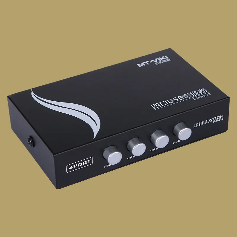 MT 1A4B CF 4-Port USB Manual Switch Printer Sharing Converter, 4 Input 1 Output, Compact Design, Durable Shell, Compatible with Most USB Devices, Ideal for Small Offices, with Button Labels