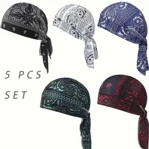 5 Pack Cooling Helmet Liner, Moisture Wicking Pirate Head Wrap