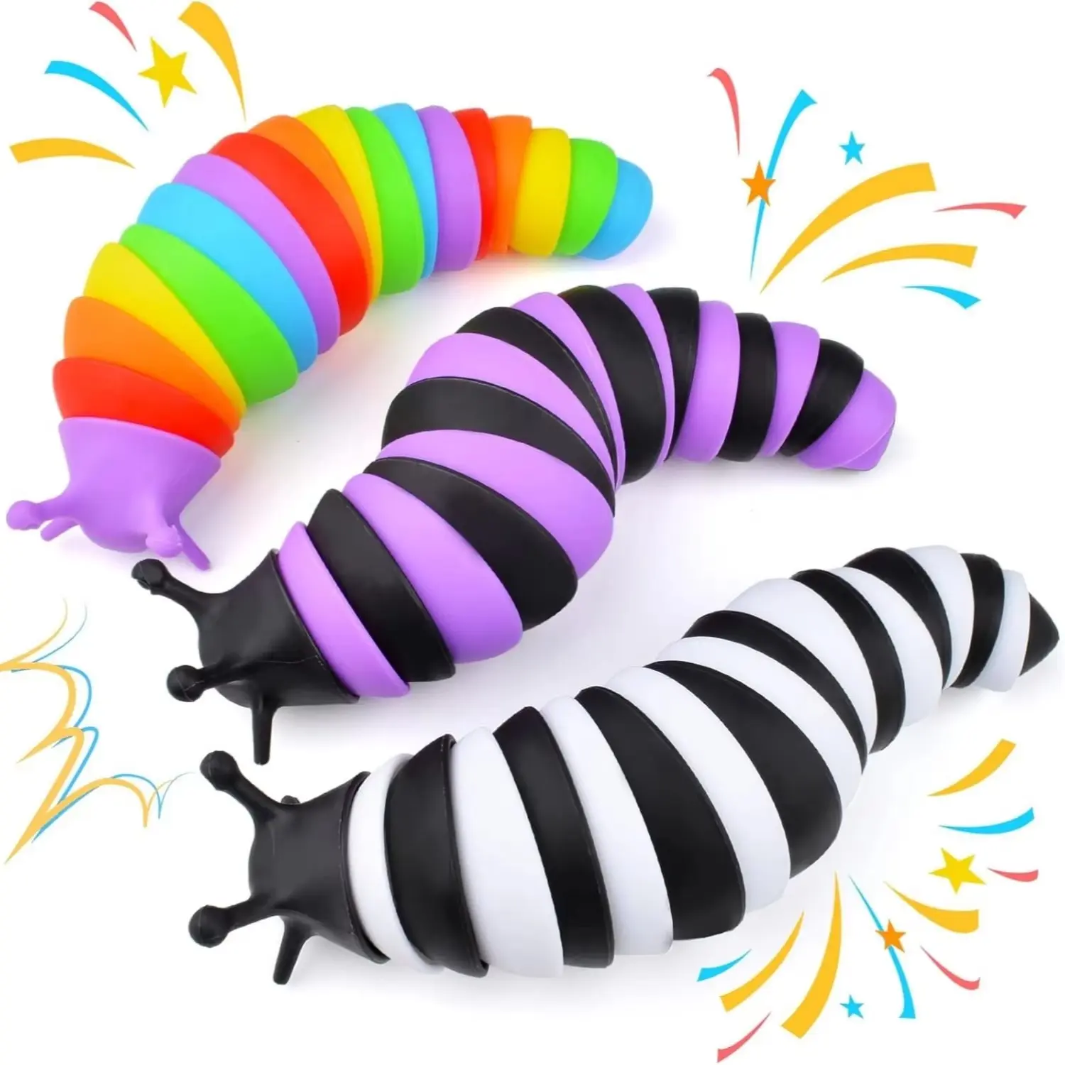 Colorful Realistic Caterpillar Fidget Toy - Articulated 3D Stress Reliever, Unisex Novelty Gift for Fidgeting Relief (Kids & Adults)