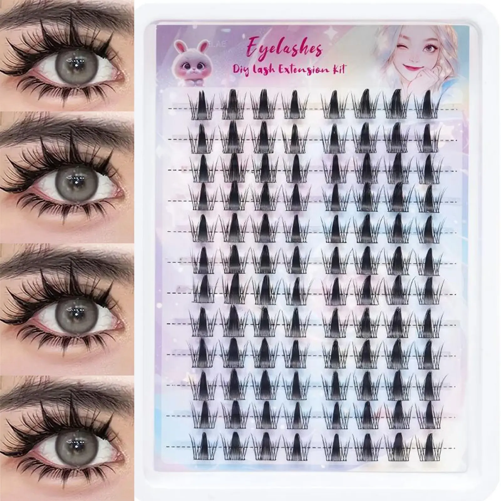 96 Pairs Thick Tip Cluster False Eyelashes, Comic Cosplay Lashes, Long Segmented Devil Lashes, DIY Single Fiber Extension, Lash Extensions, Eye Eyelash Clusters