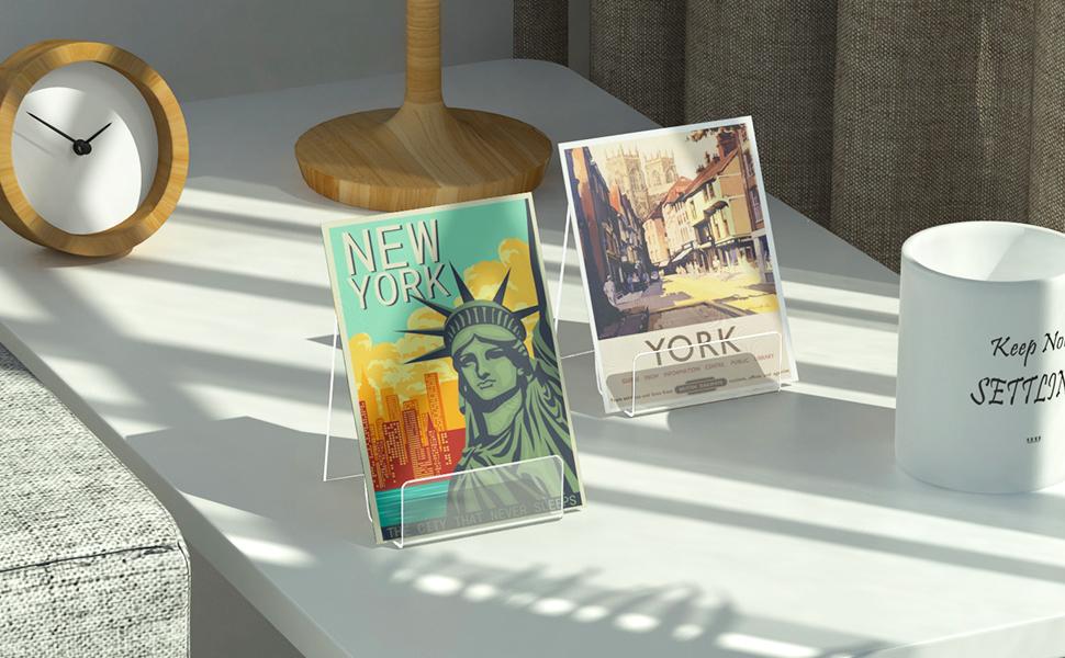 6 Pack Acrylic Book Stand, Clear Easel Stand for Display, Book Display Holder, Display Stand for Album, CD, Magazine, Postcard, Picture, Plate, Artworks, P