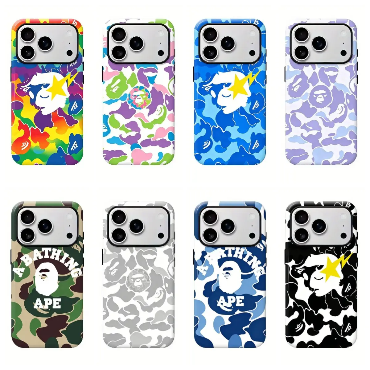 Bape A Bathing APE phone Cases For iPhone 12/13/14/15/16Promax Promax Plus and 17 Pro Promax Air,The perfect gift for his or her on holidays, parties, or birthdays.