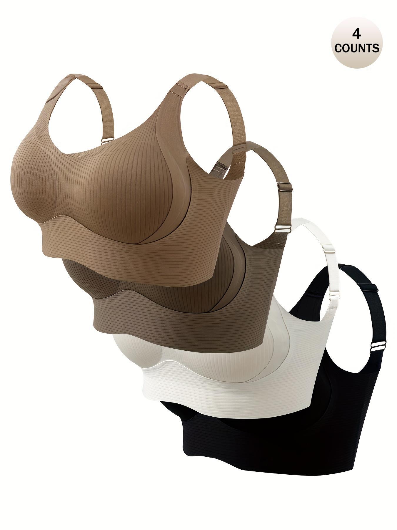 Women's Seamless Wireless Bra, Adjustable Wide Straps, Comfortable Breathable Lingerie, Medium Support, Casual All-Season Wear