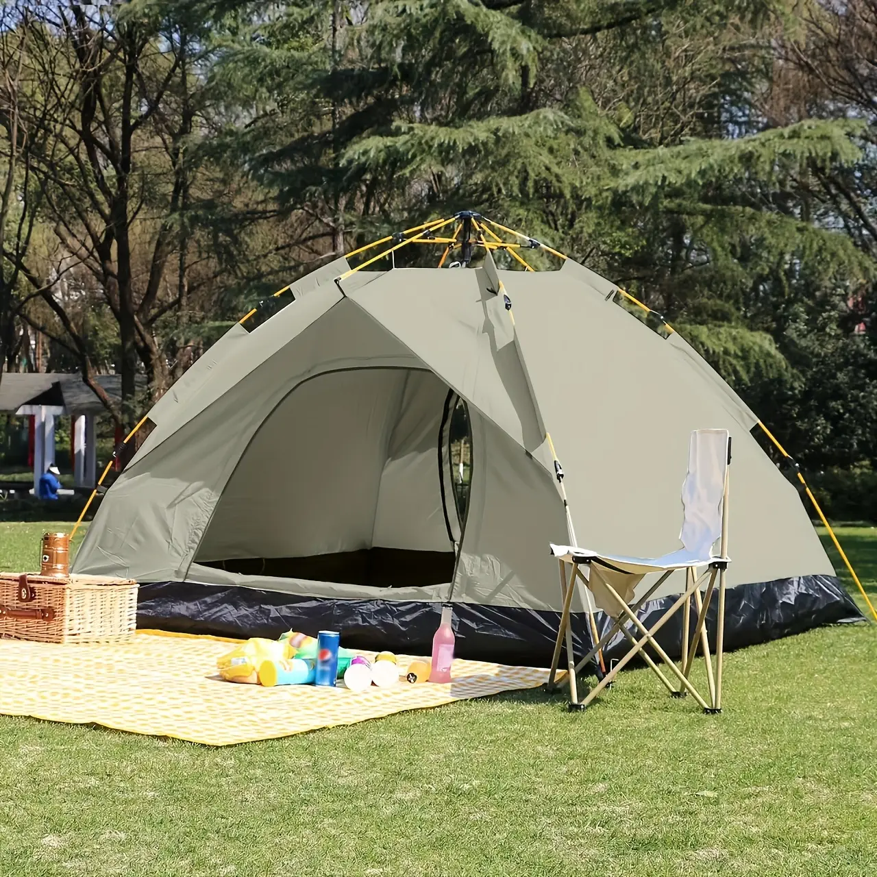 Suitable for 4 People, Foldable Automatic Tent, Portable Camping Tent, Multifunctional Outdoor Shelter, Windproof and Sunproof