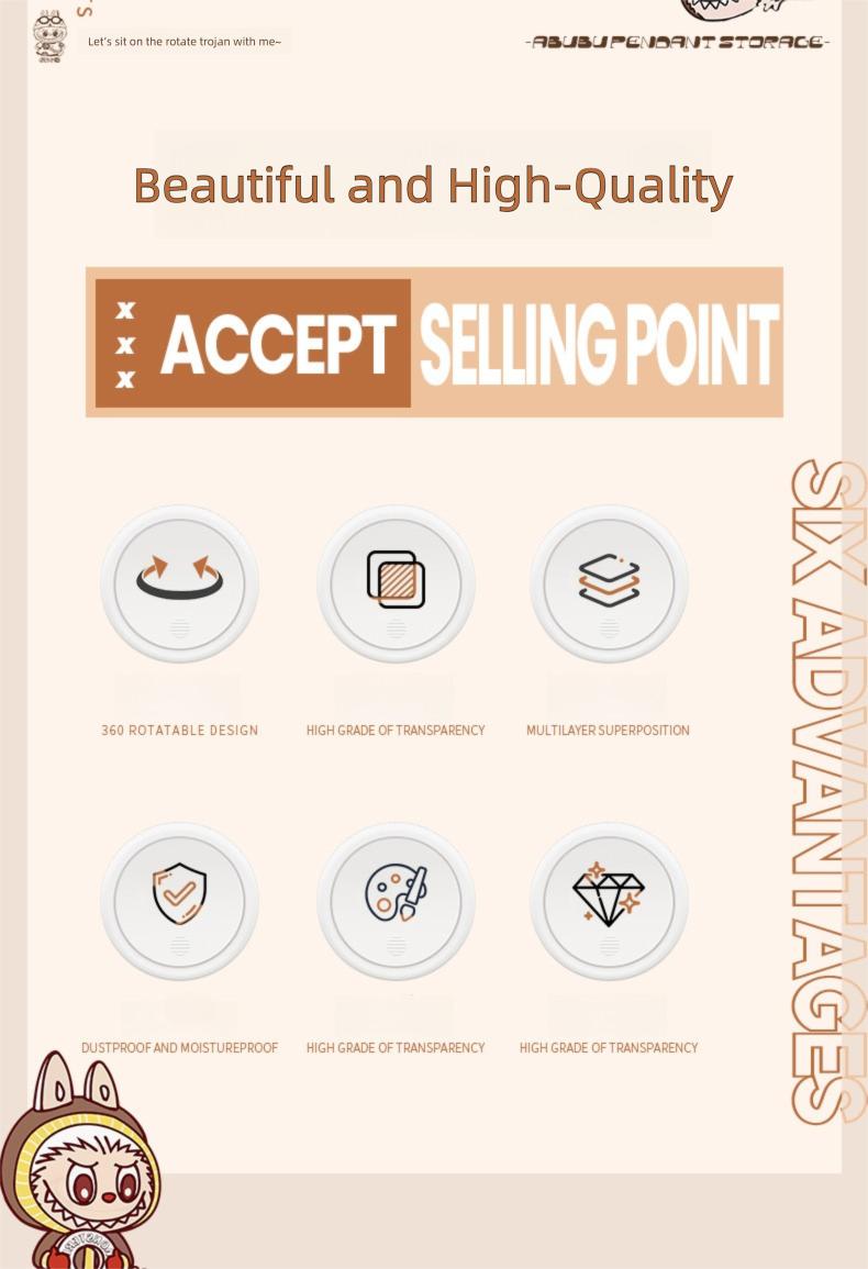 Rotating Blind Box Storage Display Rack - Dustproof Clear Cabinet for Pop Mart Labubu Figures & Collectible Models