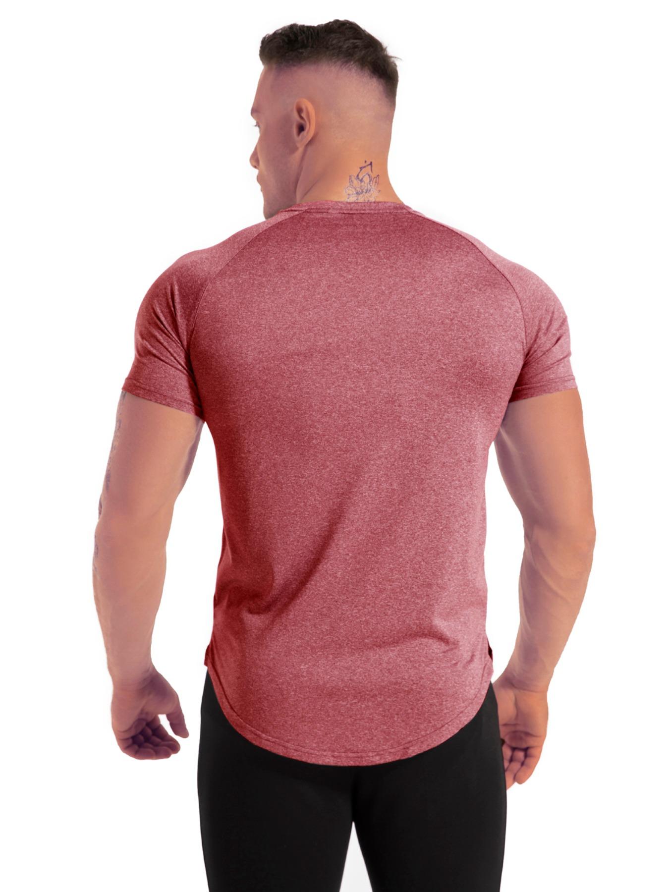 Men's Plain Round Neck Short Sleeve Sports Tee, Quick Drying Breathable Crew Neck T-shirt, Men's Sportswear for Gym Workout Running, Gym Wear