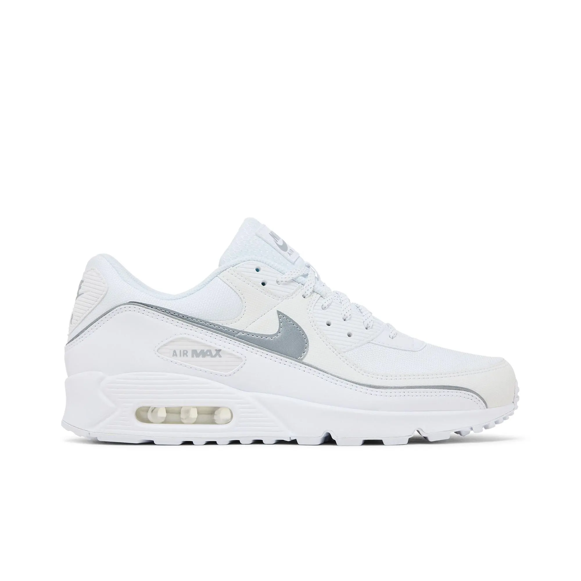 Nike Air Max 90 'White Metallic Reflective' (Unisex) White/White/Metallic Silver running shoes HV4517 100