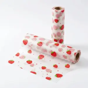 Eva Kitchen Cabinet Liner Roll, Non-Stick Waterproof Oil-Proof, Strawberry Pattern Design Decor, Easy Clean Durable Storage Pad Cleaning