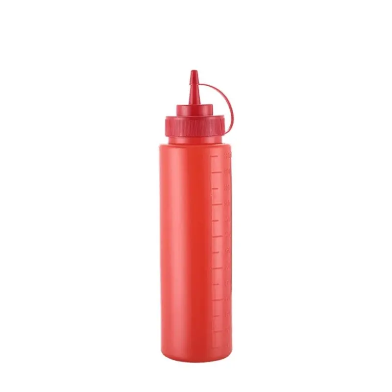 Plastic Condiment Squeeze Bottles with Lids, 300ML/450ML/600ML Empty Dispenser for Mustard & Sauces, Sharp Tip Jar for Honey & Jam & Food