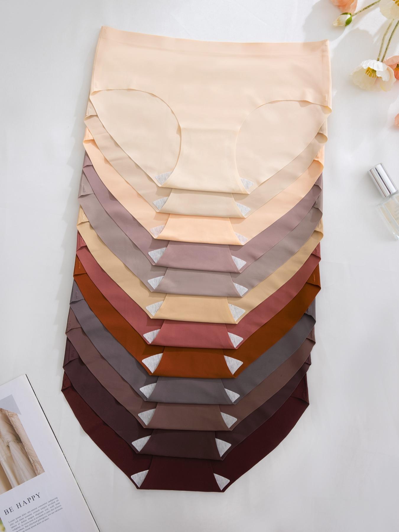 Women's Solid Color Panty, Seamless Knicker, Soft Comfy Breathable Underwear For Women Daily Wear