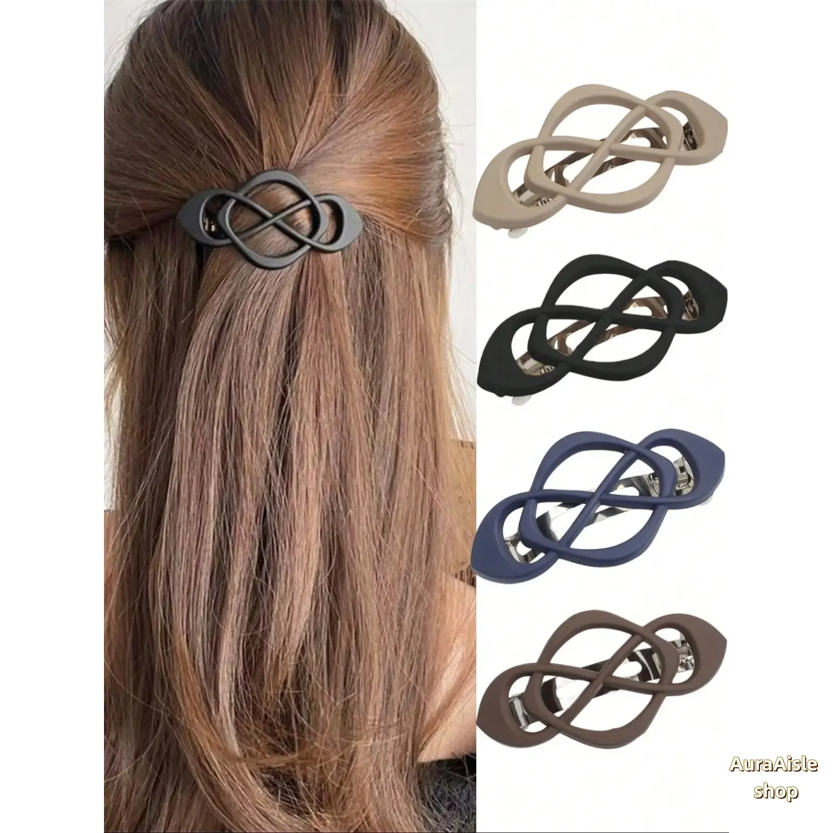 Hair Barrettes 4 Pack, French Style Acrylic Flat Hair Clips With Strong Anti Slip Grip, Vintage Hair Fasteners Suitable For All Hair Types To Create Quick Updos, Fashion Decorative Hair Accessories For Daily Party Travel Use By Women And Girls