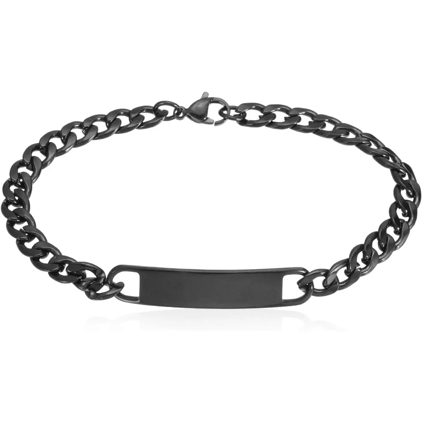 Custom ID Bracelets for Men Women, Personalized Custom Engraving Name Stainless Steel ID Engravable Bracelets Chain with Bag for Christmas