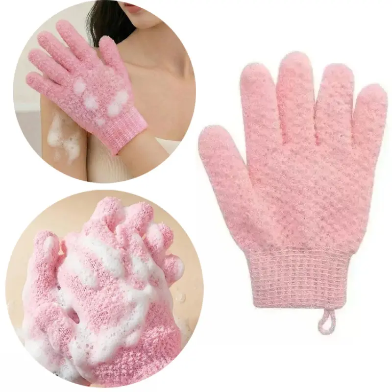 Five-Finger Bath Exfoliating Glove, Antibacterial Skin Care, Home Scrubbing Mitt, Gentle Exfoliant for Women, Body Skin Scrubber, Back Body Wash Cloth