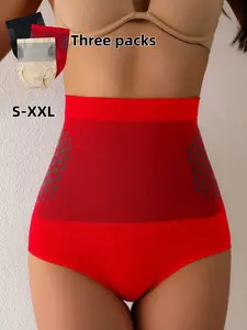 3-Pack High-Waisted Warm Briefs, Tummy Control Shapewear Panties, Slimming Hip Raiser, Invisible Thin Underwear, Elegant All-Seasons Wear