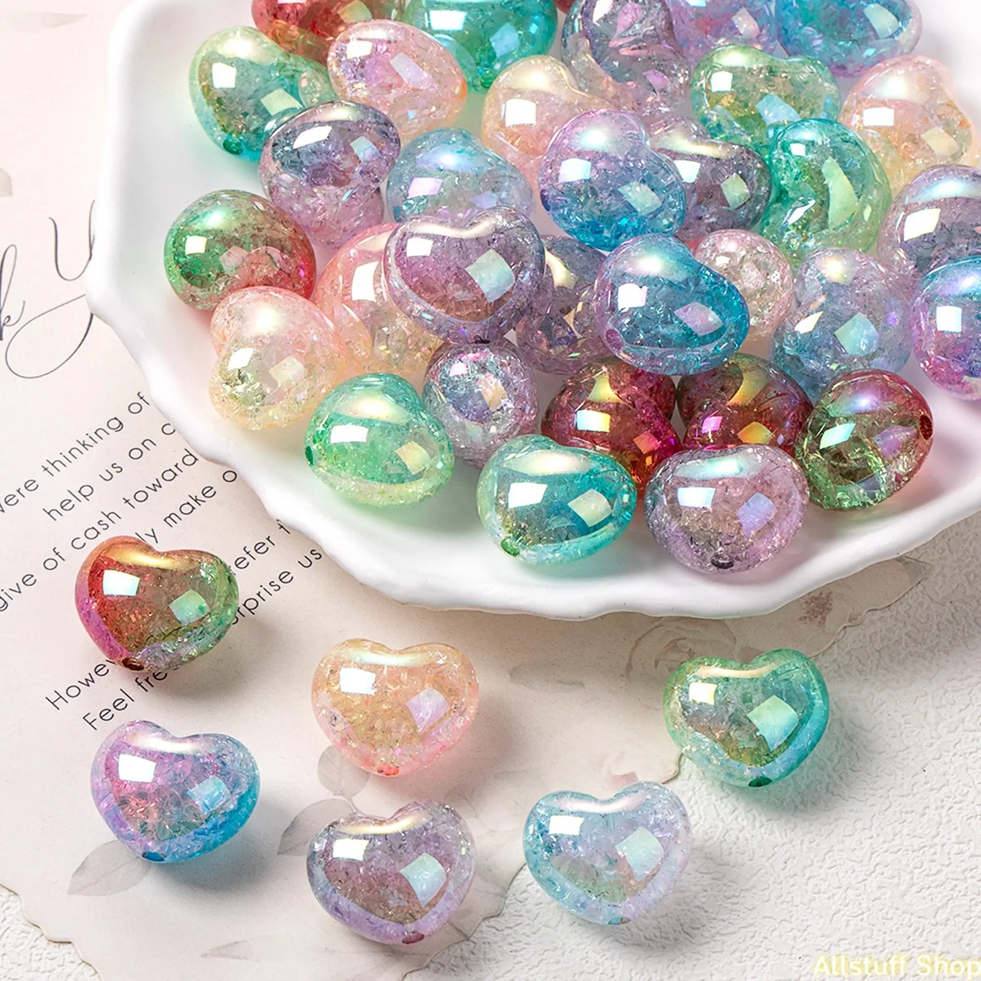 10pcs/22mm Rainbow Gradient Heart Beads, Soft Acrylic DIY Beading Craft Beads with Rainbow Coating, Heart Charm Decor, Heart Design Charm, Perfect for Making Keychains, Phone Chains, Pen Decorations, DIY Craft Embellishments