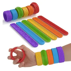 6 Pack Fidget Toys Slap Bracelets Textured Silicone Sensory Toys for Kids Autism Calming Sensory Toy for Special Needs Fidgets