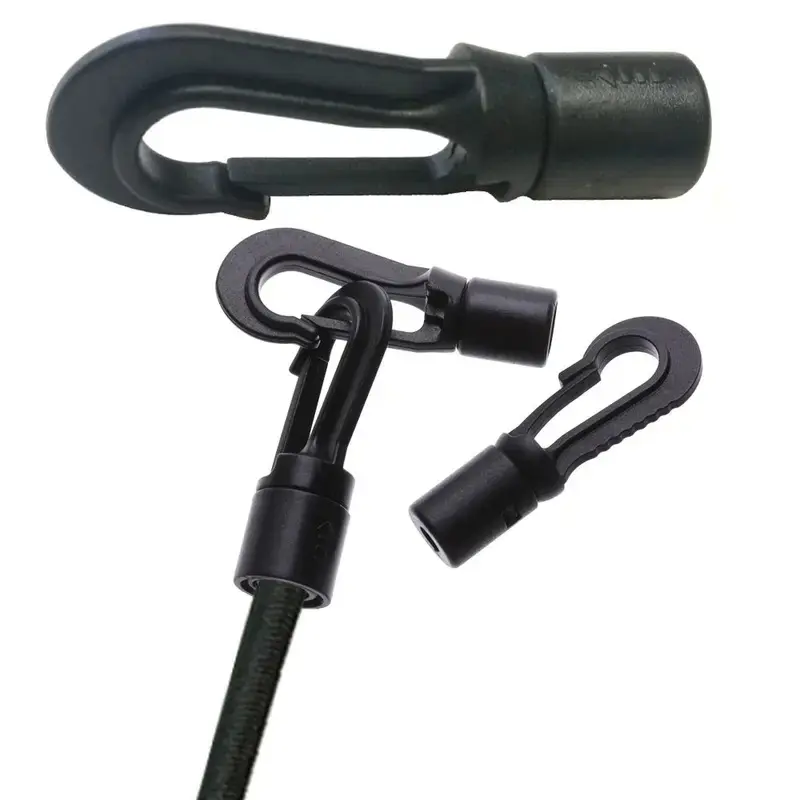 5PCS Black POM Plastic Snap Hook Clips - High-Strength Clips, Multi-Size, Secure Fastening Shock Tie Cord Ends Safety Lock Rope Buckles for Outdoorsports Camping Clothesline Tent Accessories