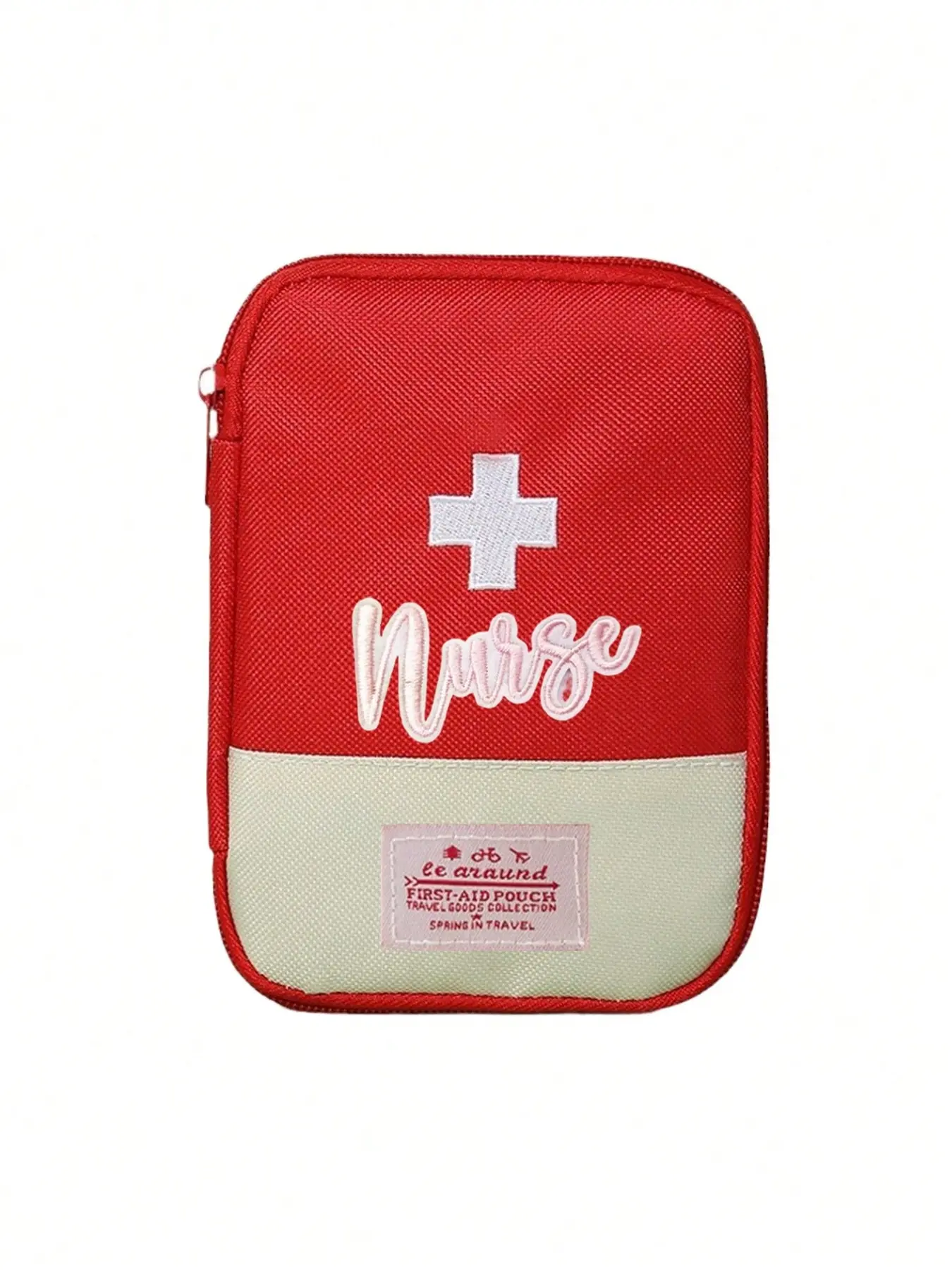 Large Capacity Medical Bag, Embroidered Medicine Pouch, Portable First Aid Kit, Multi-Compartment Storage, Transparent Mesh, 4 Colors, Travel Essential
