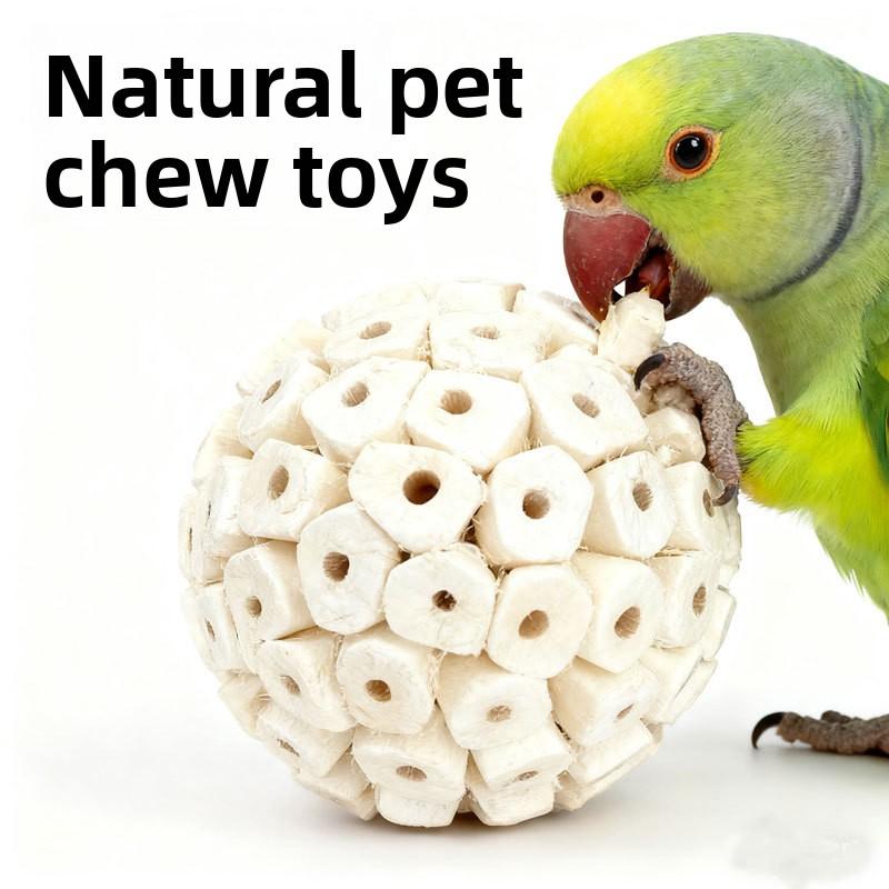 Destructive Parrot Chew Toy, Gnawing & Boredom Relief, Stress Reducing Fun Toy for Intelligence, Hanging Cage Ball for Budgie Cockatiel Lovebird Conure