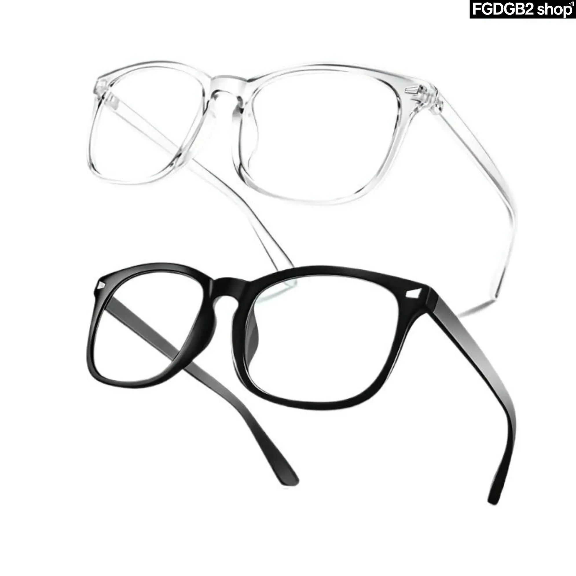 2-Pack Blue Light Blocking Glasses, Unisex Clear Lens Eyeglasses with Anti-Reflective HD Polycarbonate Lenses, Lightweight Computer Glasses for Gaming, Work, Study & Daily Screen Time
