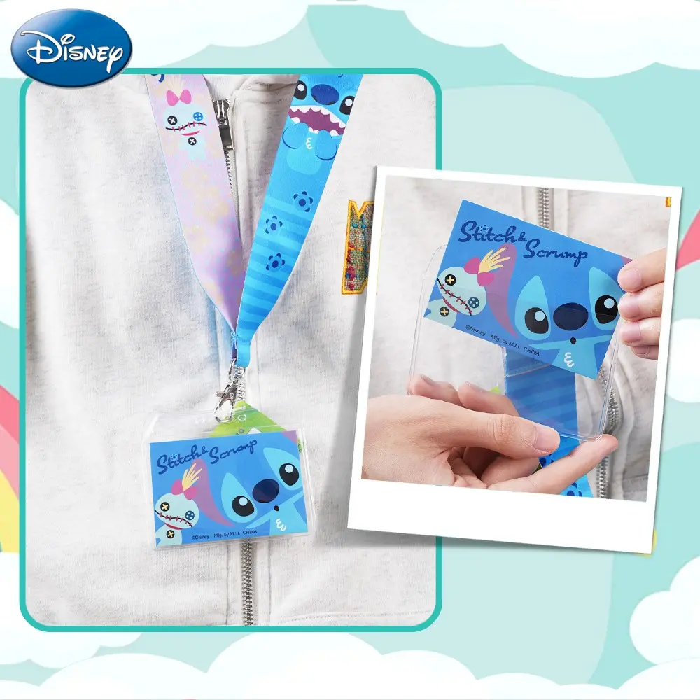 Disney Stitch Lanyard with Card Holder, Deluxe Neck Badge ID Holder, Lanyard For Id Badge, Name Tag Lanyards, Keychain, School Supplies, Anime Backpack Charm, Cute Aesthetic