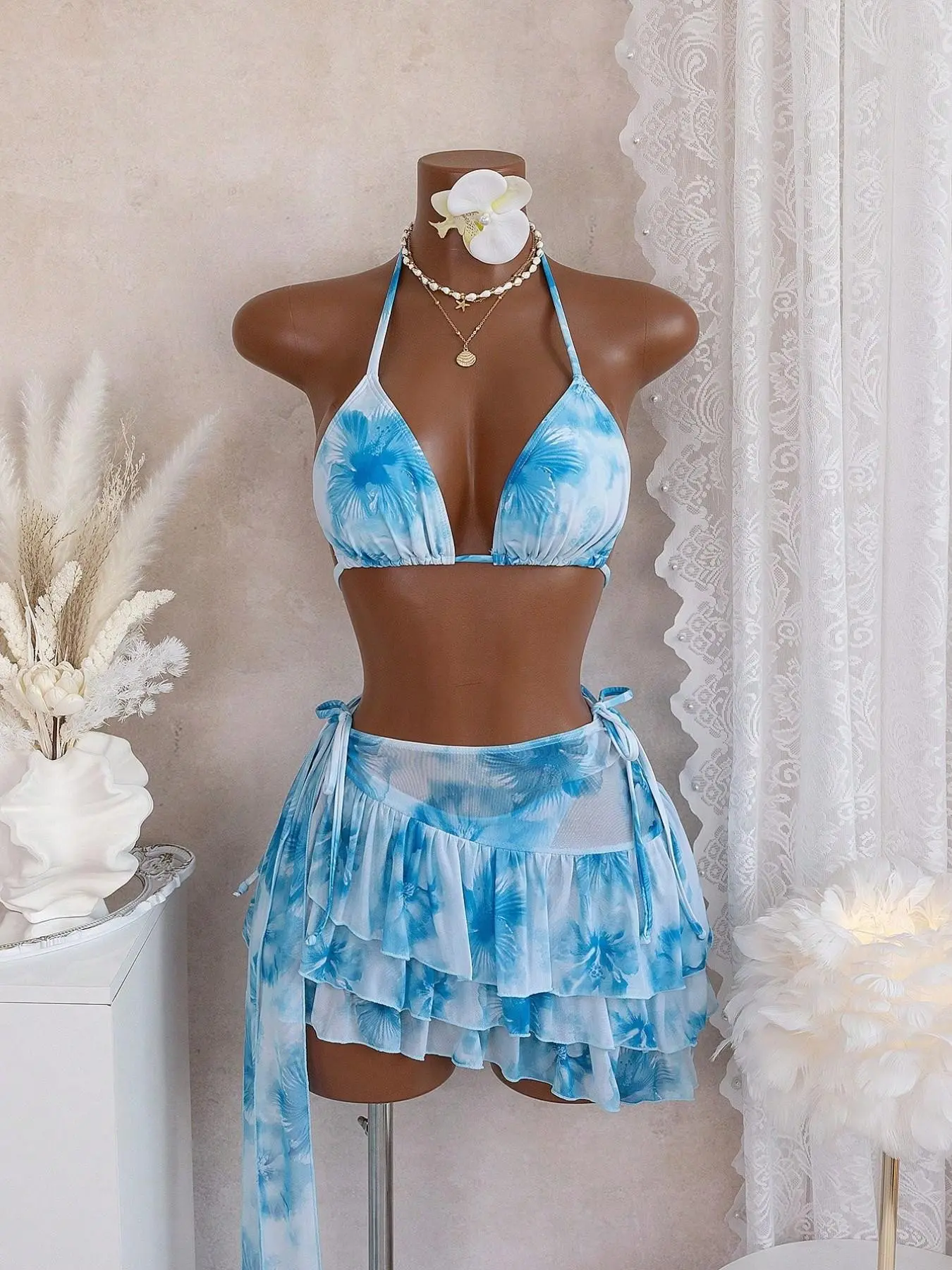Women's Fashion Split Bikini Three-Piece Set, Stylish Print Swimwear for Beach & Pool, Comfortable & Trendy Bathing Suits for Summer, Bikini Sets