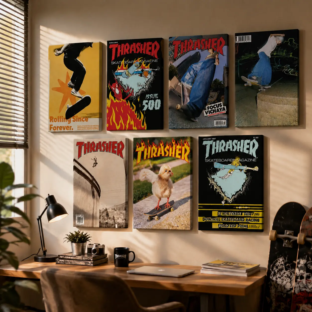 90s Skateboard Street Canvas Poster |   Vintage Urban Culture Wall Art for Bedroom & Dorm Decor
