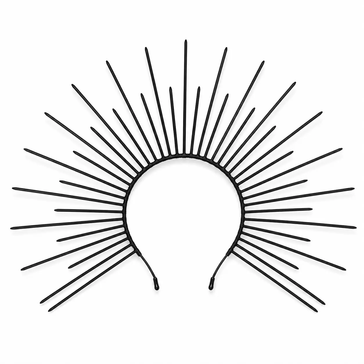Sunburst Halo Crown Headband, Plastic Spiked Costume Headpiece for Halloween Cosplay Party Photo Shoot, Black Silver Gold
