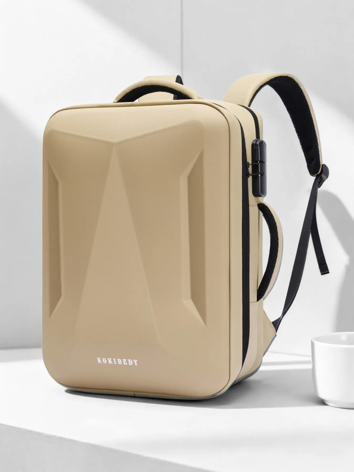 Anti-theft hard-shell backpack with password lock, large capacity stylish double shoulder bag for 15.6-inch and 17.3-inch laptops, waterproof student backpack for daily commute and travel