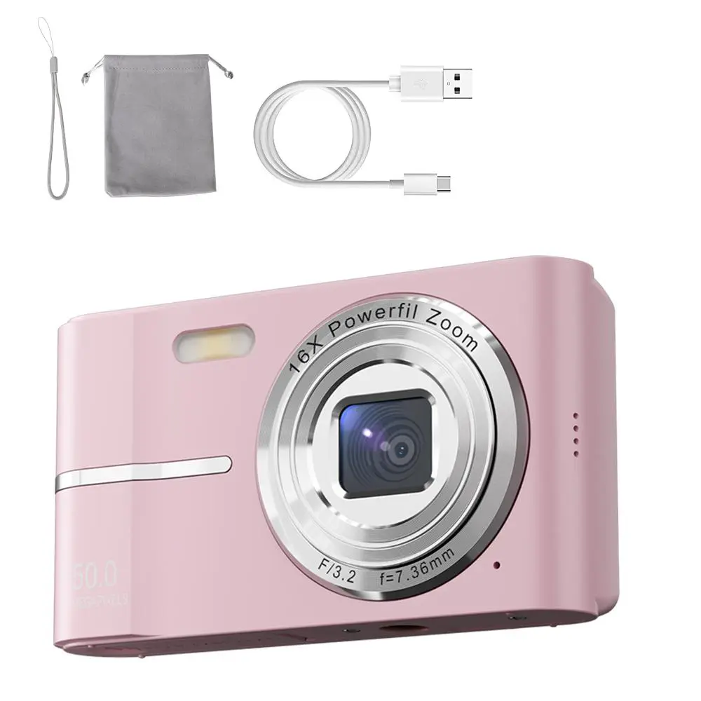 Digital Camera, Autofocus Point and Shoot Digital Camera with 16X Zoom, Memory Card, Compact Travel Vlogging Camera for Teens Adults
