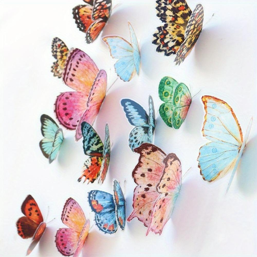 Plastic Butterfly Decorations, 36pcs/set 3D Watercolor Butterfly Decoration, Party Decoration Supplies for Wedding, Birthday, Festival
