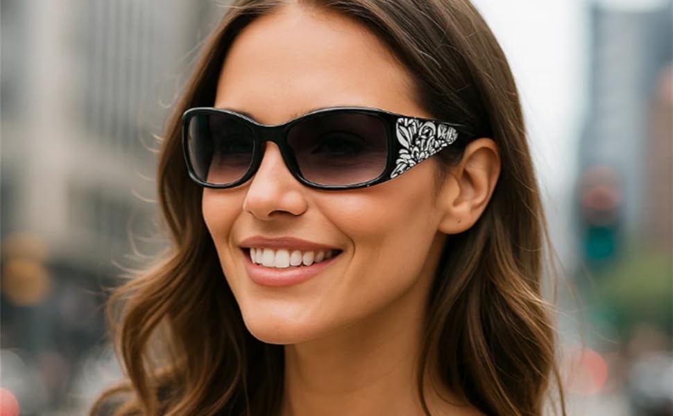 willochra fashion Y2K Polarized Sunglasses for Women Rhinestone Wrap Around Rectangular Sunglasses UV400 Protection