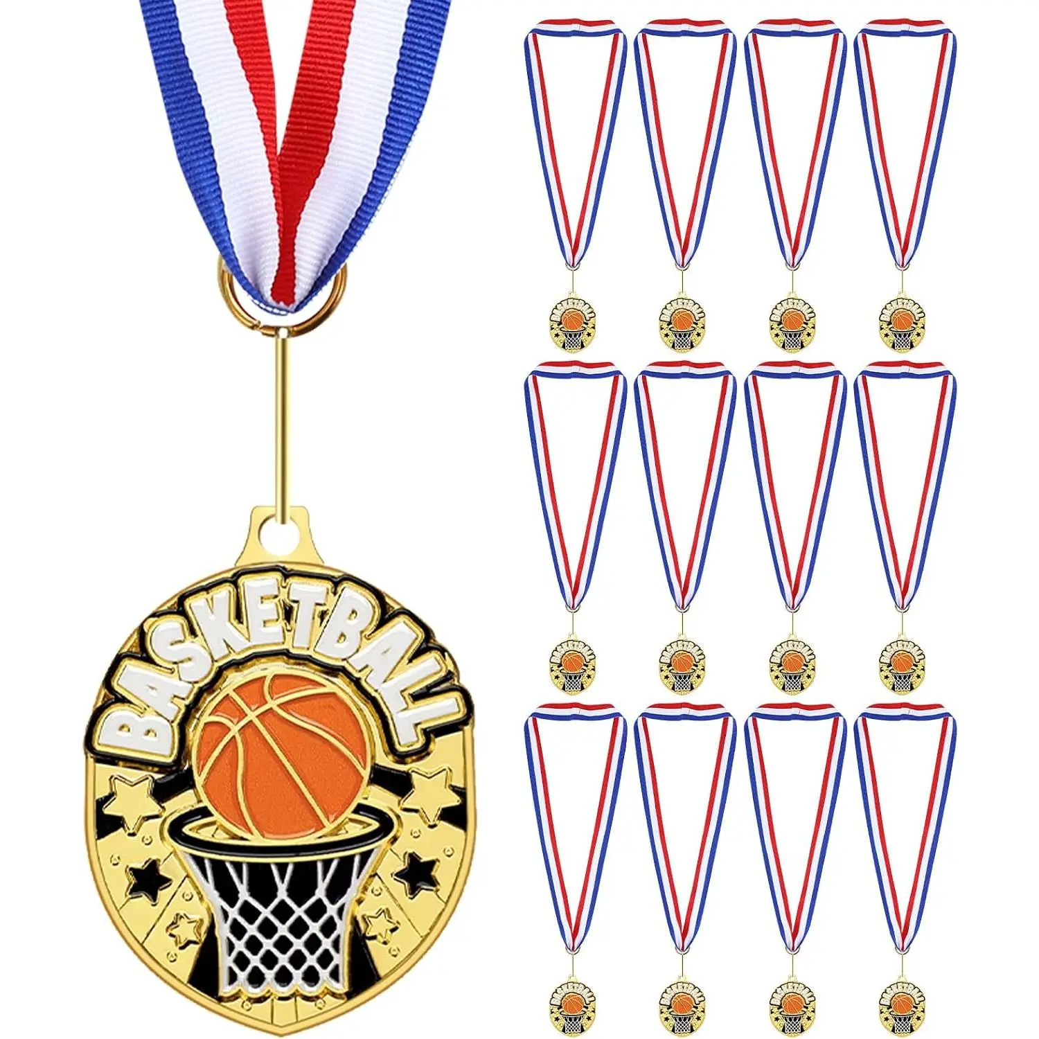 12 count  Award Medals Bulk 2.2 Inch Basketball Volleyball Royal Dance Softball Metal Medals with  Ribbons Metal Trophy Award Prize Gifts for Tournaments  Competitions
