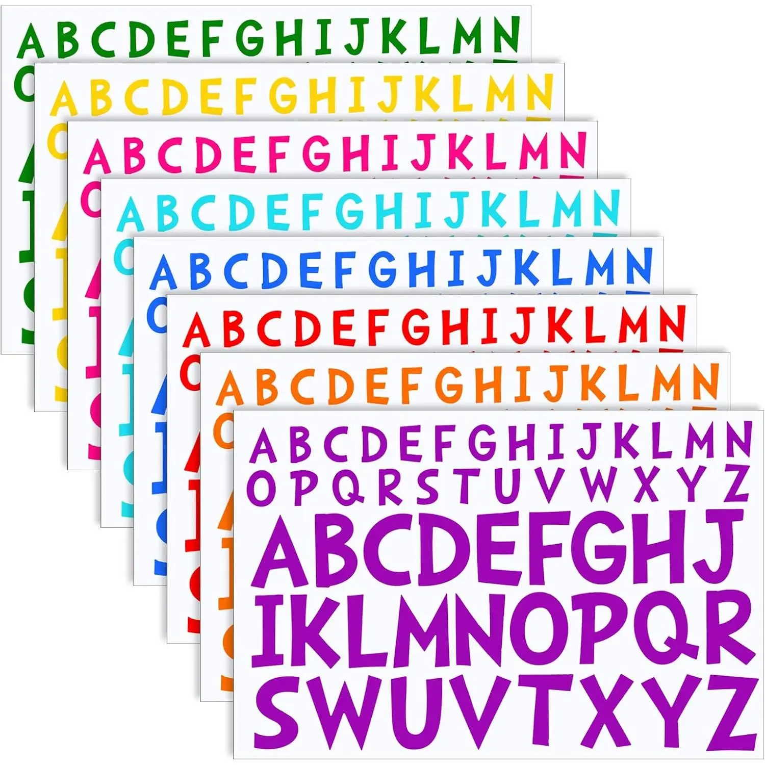 416 Pcs Letter Stickers 8 Sheets Alphabet Stickers Vinyl Self Adhesive Letters Stick on Letters for Poster Board Mailbox Window DIY Scrapbook Decoration(1 Inch, 2 Inch,Colorful)