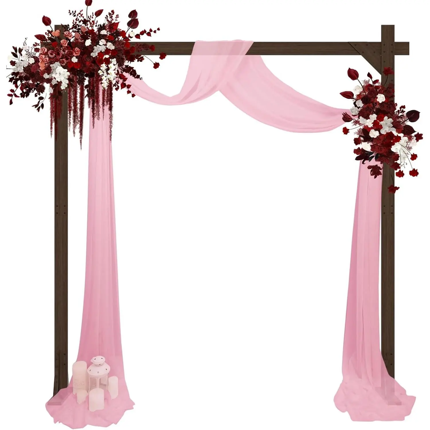 7.38FT Wooden Wedding Arch, Square Wood Backdrop Arbor Stand, Indoor Outdoor Wedding Arbor for Rustic Ceremony Birthday Party Bridal Baby Shower Banquet Proposal Scene Garden Decoration