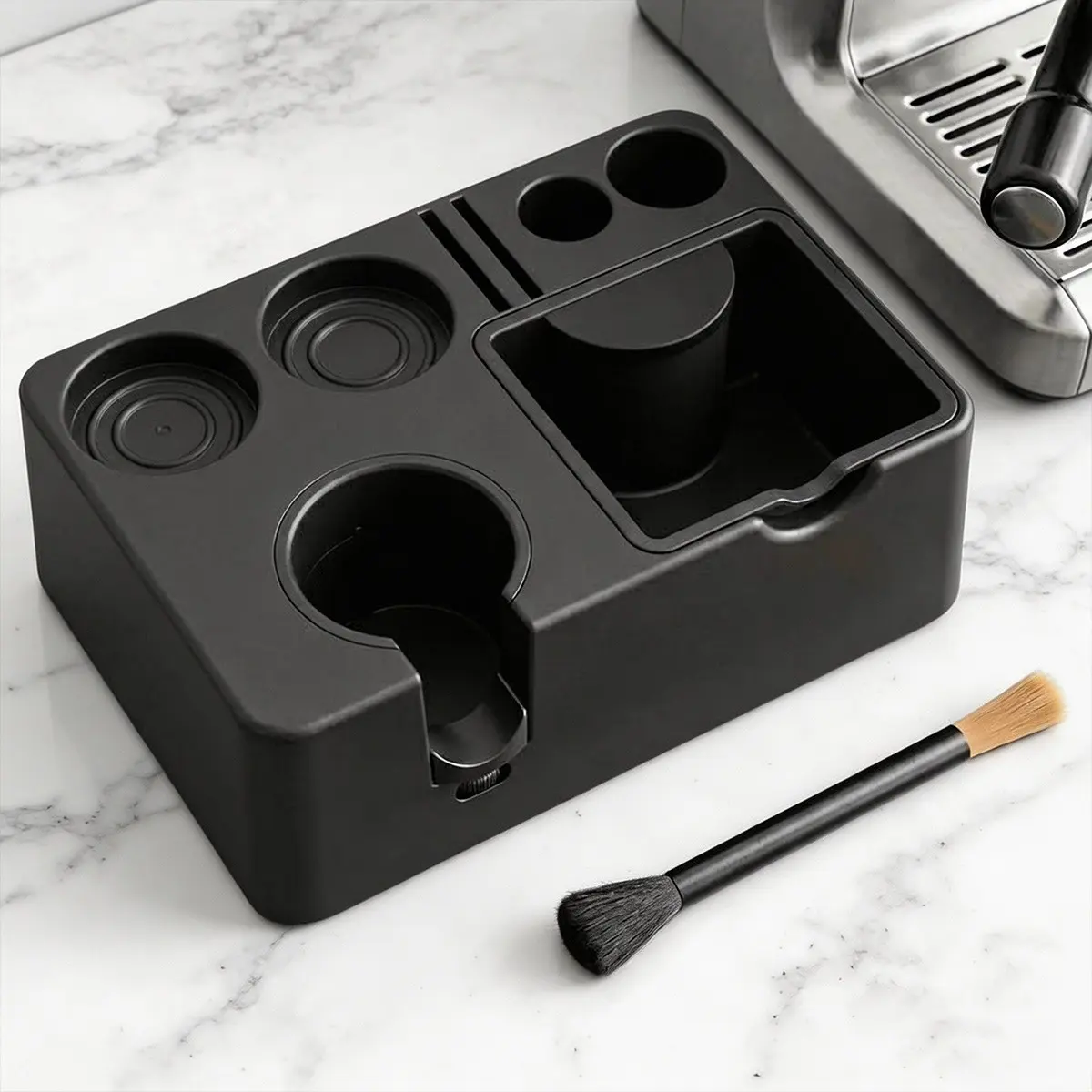 Espresso Tamping Station with Cleaning Brush, 10 in 1 Organizer, Coffee Bar Essentials, Fits 51/54/58mm Tamper, Portafilter, Distributor Puck Screen